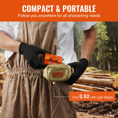 VEVOR Chainsaw Sharpener Hand-Cranked Sharpening Jig for Chain Saws Tool Set with 4 Grinding Heads for Landscaper Lumberjack