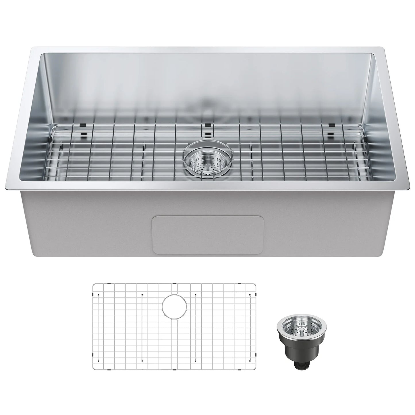 VEVOR 25-32inch Stainless Steel Kitchen Sink Undermount Single Bowl Workstation Step Sink with Cutting Board and Basket Strainer