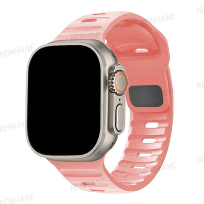 Silicone Band for Apple Watch 49mm 45mm 44mm 41mm 40mm 42mm 38mm Sports Bracelet Correa IWatch Ultra Series 9 8 7 6 5 3 SE Strap