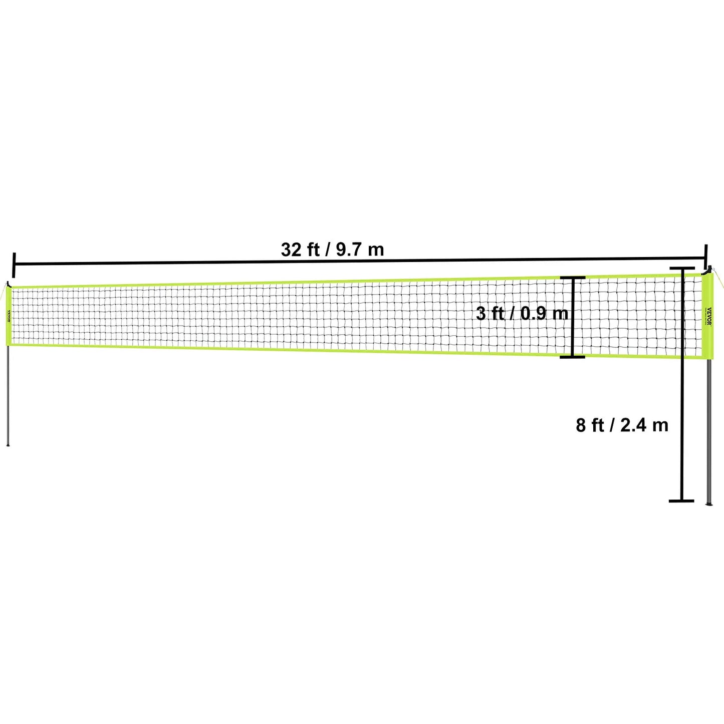 VEVOR Outdoor Volleyball Net System Adjustable Height Steel Poles with PVC Volleyball Pump Carrying Bag for Backyard Beach Lawn