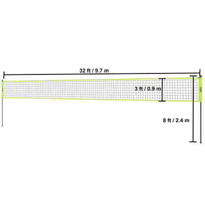 VEVOR Outdoor Volleyball Net System Adjustable Height Steel Poles with PVC Volleyball Pump Carrying Bag for Backyard Beach Lawn