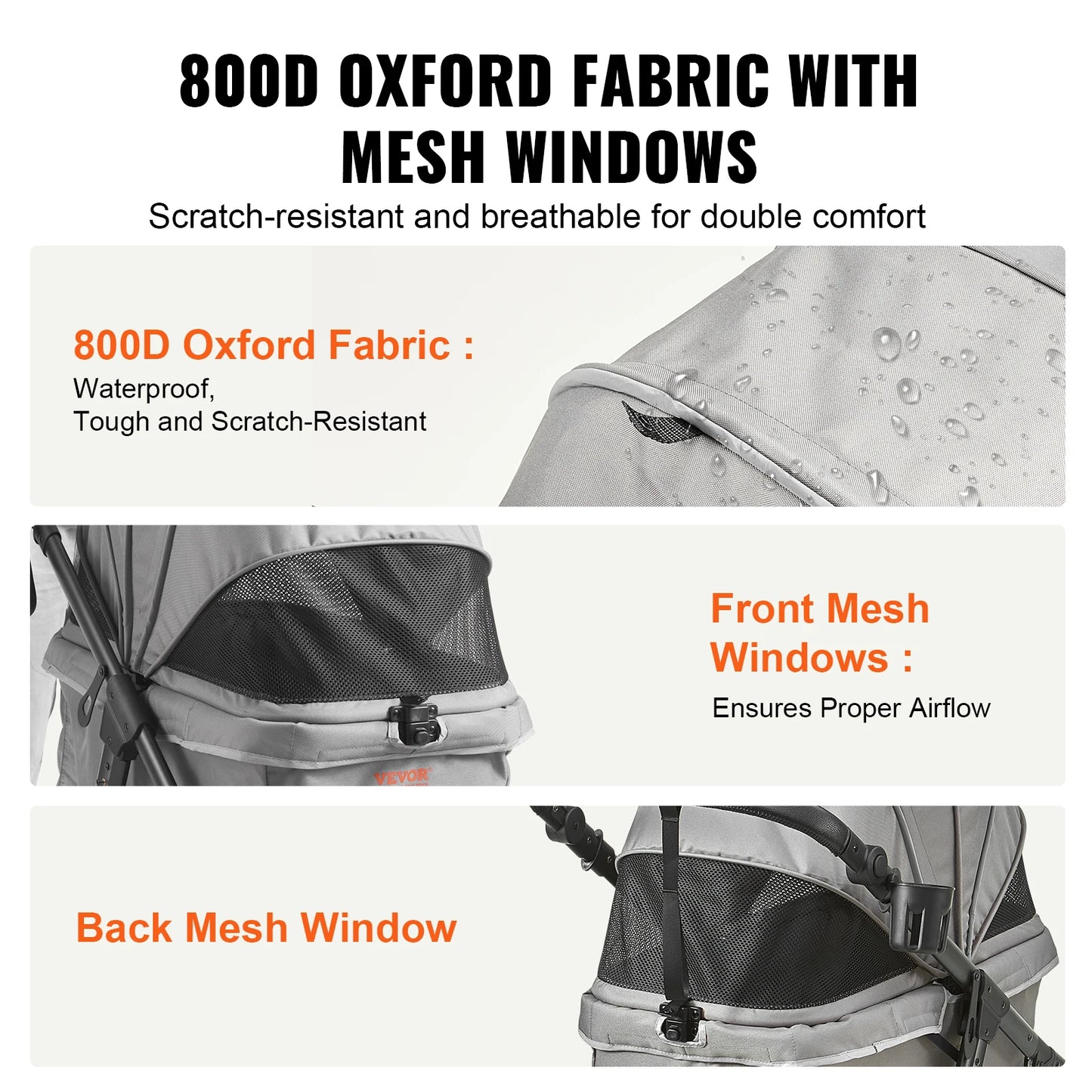 VEVOR Pet Stroller Carrier Dog Cat Strollers Lightweight Travel Rotate with Brakes Pet Pad Cup Holder for Puppy Dog Accessories