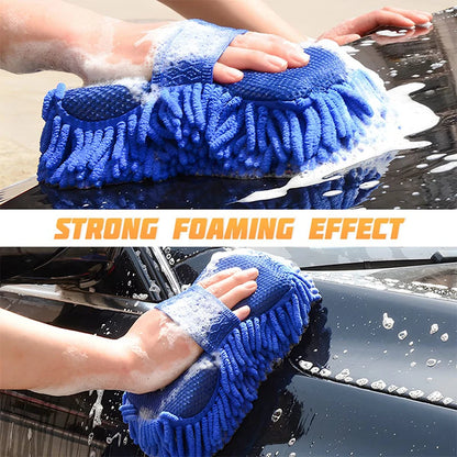 1Pcs Sponge Gloves for Car Washing Chenille Ultra Fine Fiber Cleaning Sponge Scratch Resistant Super Absorbent Cleaning Gloves