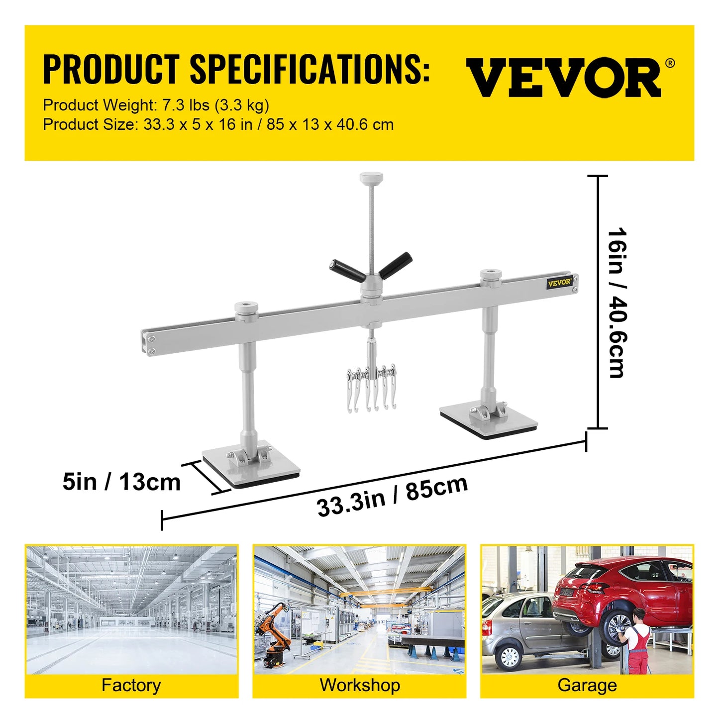 VEVOR Dent Pulling Tool Panel Dent Pull Lever Bar W/ Shockproof Pads Car Body Dent Removal Repair Kit T-Rod Slide Hammer Puller