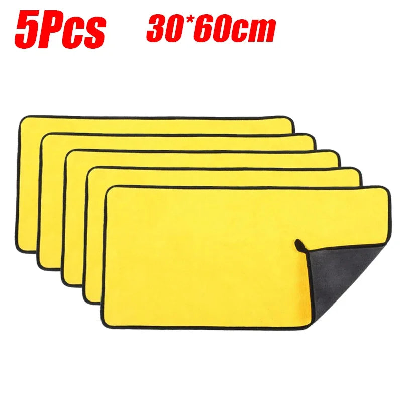 5PCS Automotive Ultra-Fine Fiber Towel Thickened Cleaning Cloth Automotive Washing And Drying Towel Soft And High Absorption