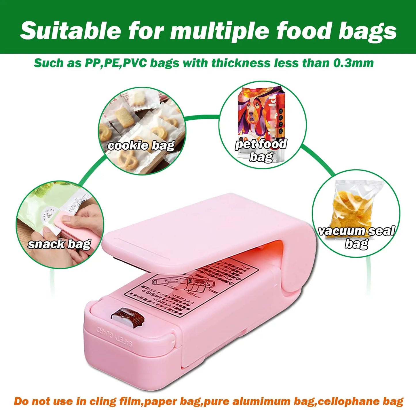 1pc Abs Material Multi-Functional Sealer Aa Battery-Powered Can Seal Potato Chips Instant Noodles And Any Other Plastic Bags