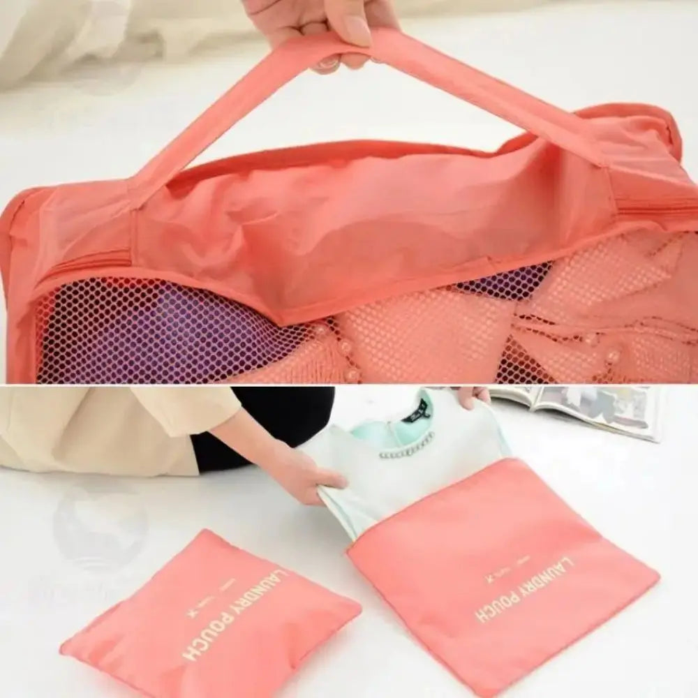 6 Pcs/Set Pink/Blue/Grey Travel Storage Bag Large Capacity Waterproof Luggage Clothing Underwear Storage Bag Bag With Zipper