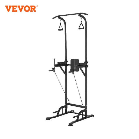 VEVOR 440LBS Power Tower Dip Station 10-Level Height Adjustable Pull Up Bar Stand Multi-Function Home Gym Strength Training
