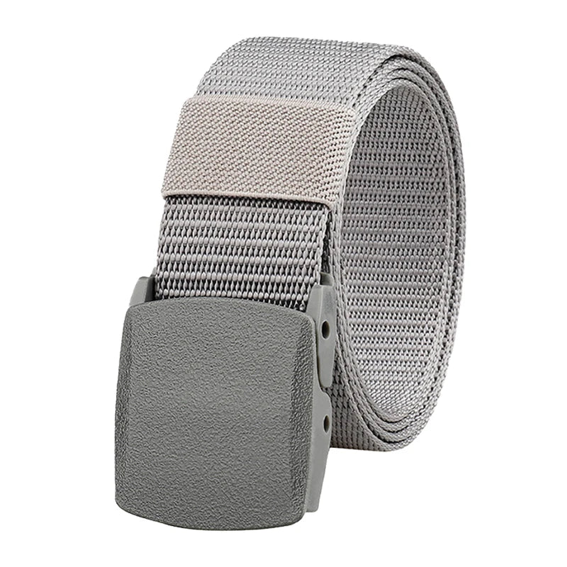 Metal Free Nylon Belt, MEN'S Tactical Woven Plastic Buckle Belt Outdoor Versatile Perforated Canvas Nylon Belt