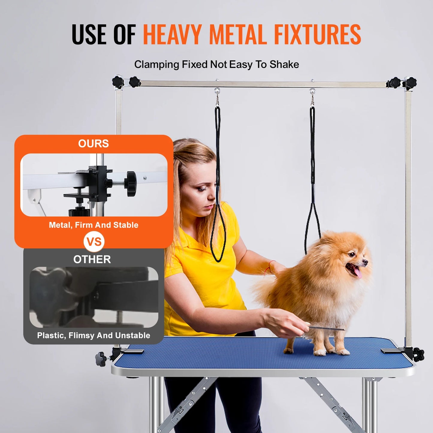 VEVOR Pet Grooming Table Two Arms with Clamp Dog Grooming Station Foldable Pets Stand for Medium Small Dogs with Grooming Loop