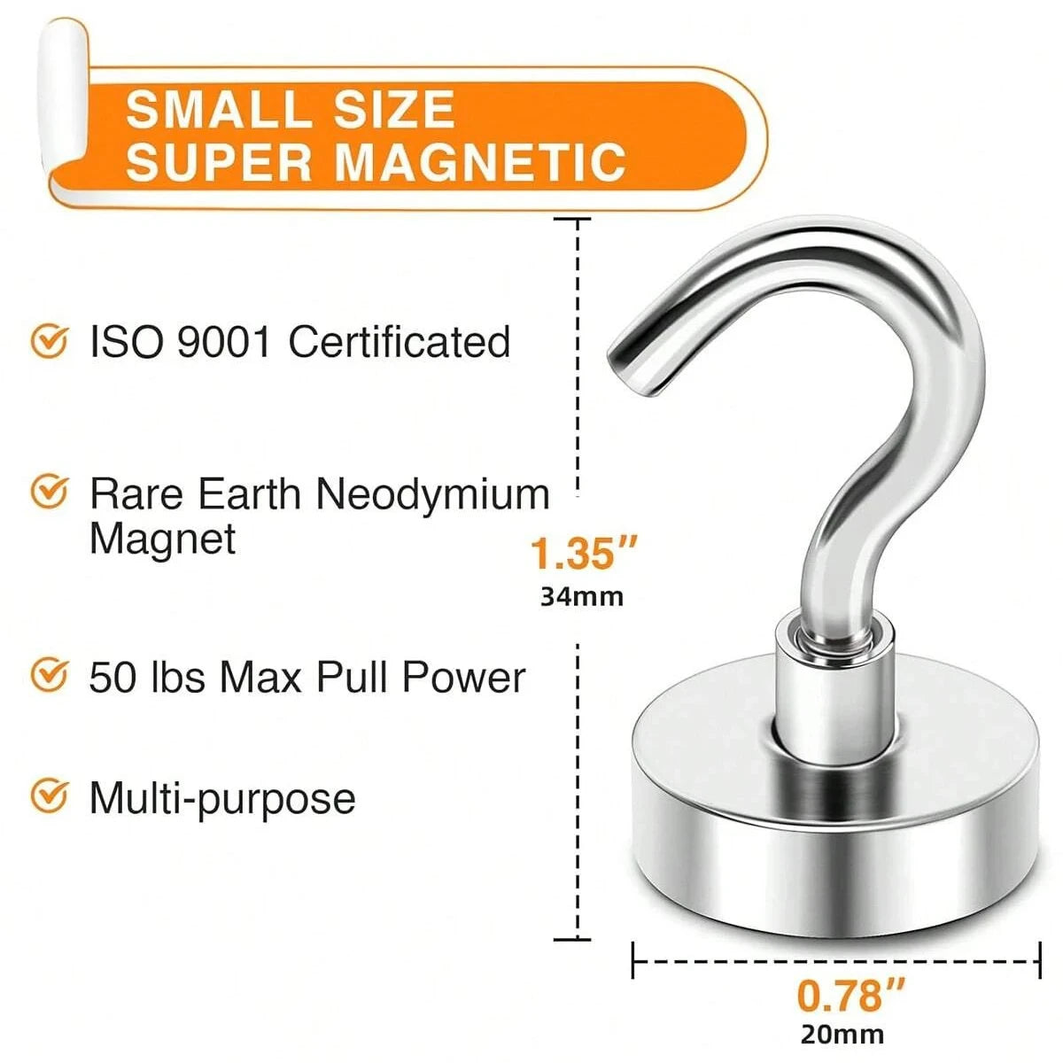 2kg to 12k 1pc small strong neodymium magnet hook, suitable for home kitchens, workplaces, offices, etc