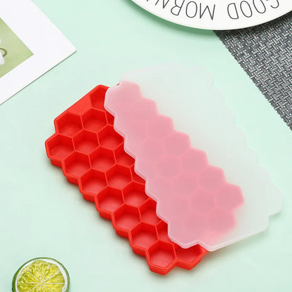 Ice Block Mold Honeycomb Silicone Ice Block Ice Tray Mould Reusable Food Grade Ice Maker with Lids for Summer Juice Wine
