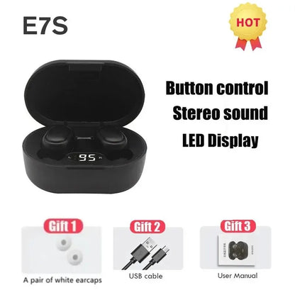 TWS E7S Fone 5.3 Bluetooth Earphones Wireless Headphones Noise Cancelling Earbuds with Mic Wireless Bluetooth Headset for Xiaomi