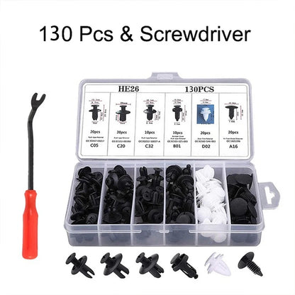 Auto Fastener Clip Kit Fender Rivet Clips 30 Tool Car Body Push and Retainer Pin Rivet Bumper Door Trim and Panel Retainer Clips