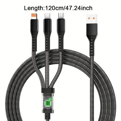 3-IN-1 120W/100W Data Cable For iPhone 15-7 Fast Charging Cable USB to TypeC 8 Pin Mirco USB For Samsung Huawei Xiaomi USB C