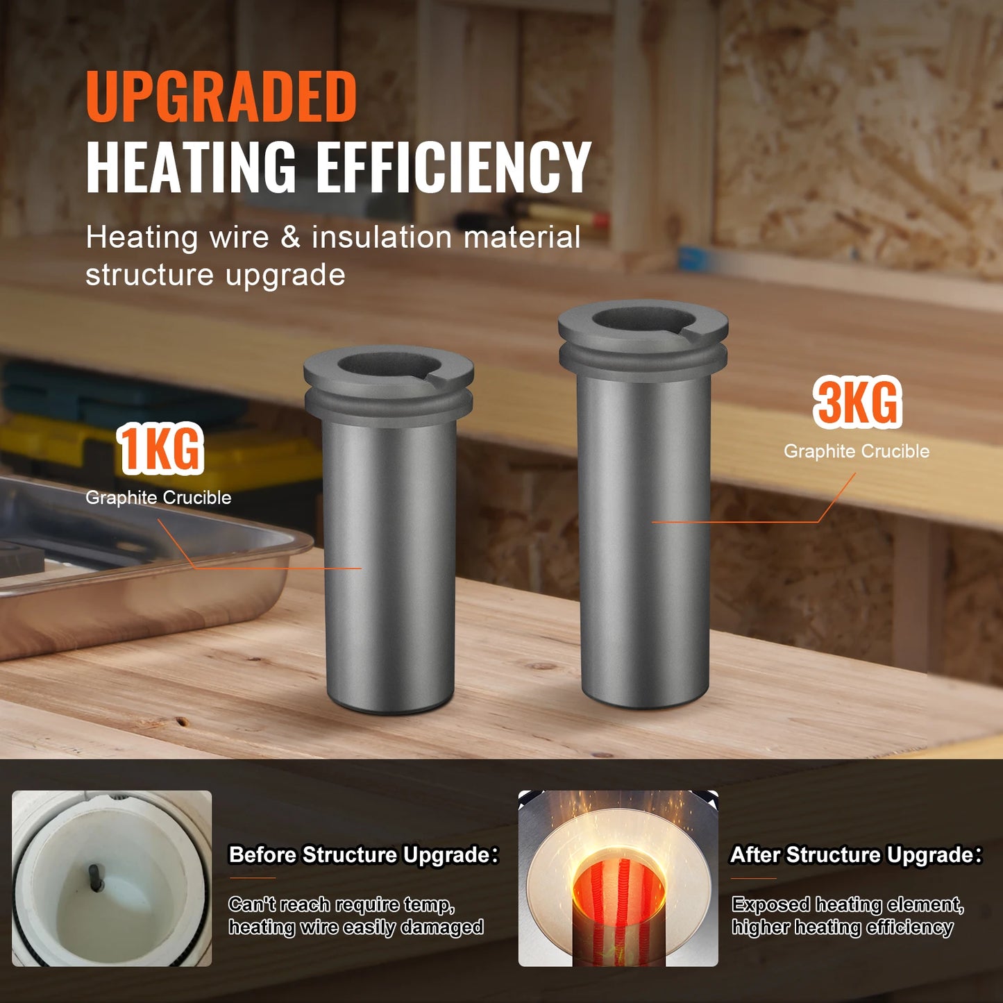 VEVOR 1350W Gold Melting Furnace 2102℉/1150℃ Electric Furnace with Graphite Crucibles for Melting Gold Silver Aluminum Copper