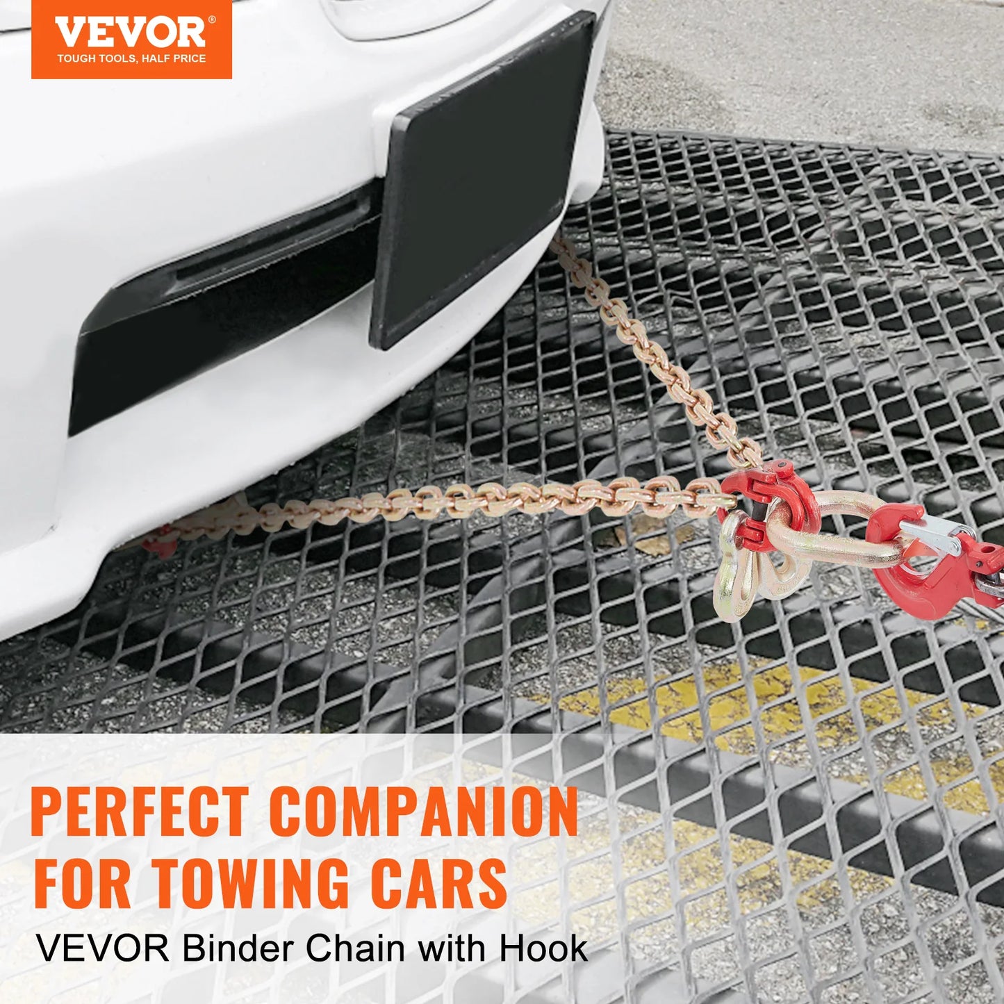 VEVOR V-Chain Tow Chain Bridle 9620 lbs Working Load Limit 5/16'' x 3' G80 with RTJ Cluster Hooks & D-Shackle for Lifting Moving