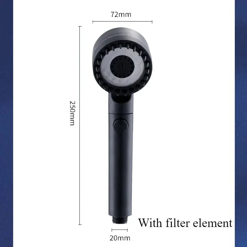 High Pressurized Filter Shower Head 3-mode Adjustable Spray with Massage Brush Rain Faucet Bathroom Accessories
