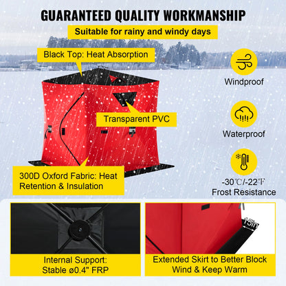 VEVOR Ice Fishing Tent Warm Winter Large Space Thick Camping Outdoor Windproof Waterproof Snow Ultralarge Fishing Camping Tent