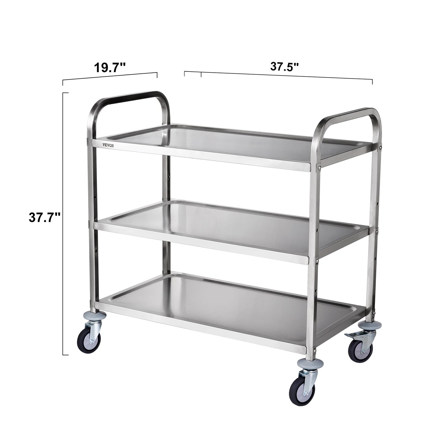 VEVOR Rolling Utility Cart 3-Tier Mobile Shelving Unit Organizer Service Cart on Wheels Metal Storage Trolley for Kitchen Bar