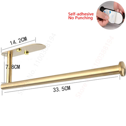 Wall Mount Toilet Towel Paper Holder Adhesive Black Silver Kitchen Roll Paper Stand Hanging Napkin Rack Bathroom Accessories WC