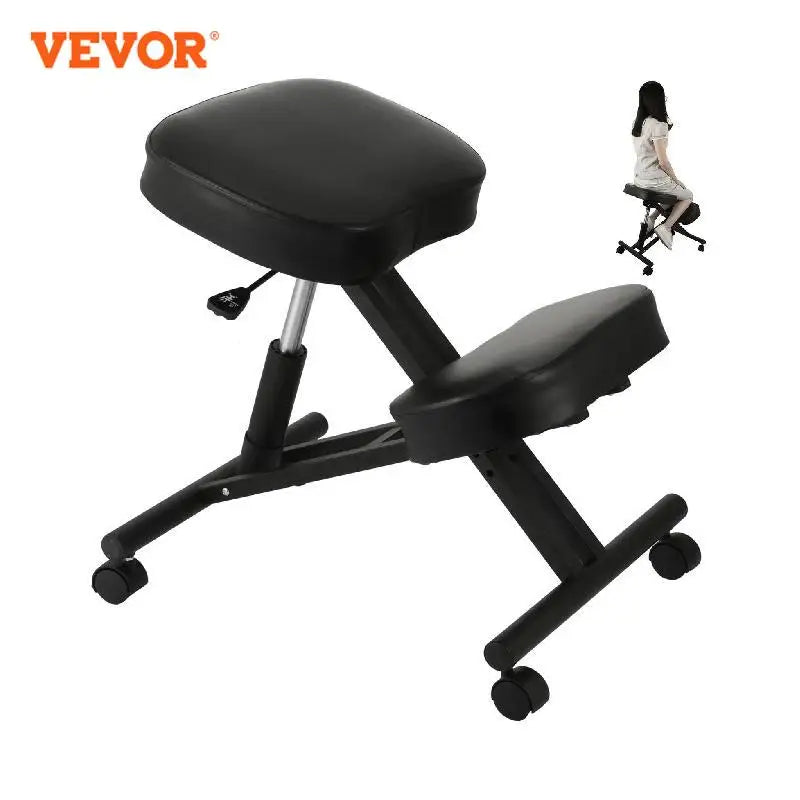 VEVOR Ergonomic Kneeling Chair Adjustable Kneel Stool Thick Cushion for Balancing Back Body Shaping Home Office Computer Chair