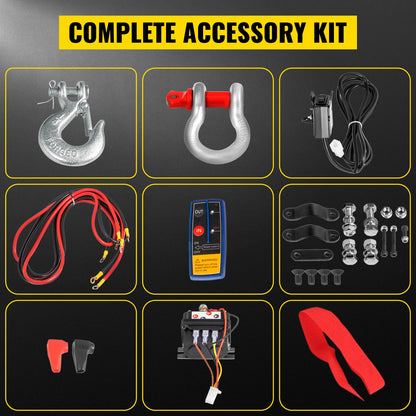 VEVOR Electric Winch Truck Winch 12V 4500LBS Synthetic Rope Off Road Waterproof ATV UTV Winches w/ Wireless Remote