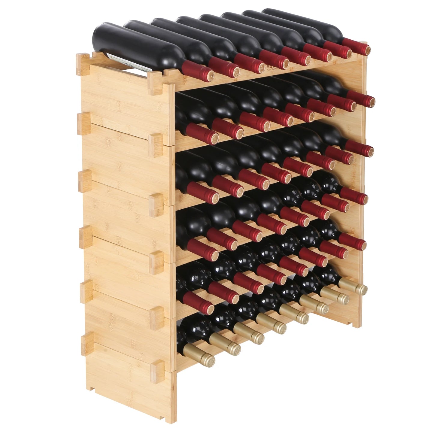 VEVOR 48/72 Bottle Stackable Modular Wine Rack Free Standing Wine Storage Rack Bamboo Wine Holder Display Shelves for Cellar