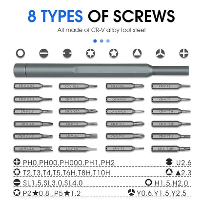 25 In 1 Precision Screwdriver Set Mini Magnetic With 24 Pcs Torx Screwdriver Bits Small Repair Hand Tool Kit For iPhone/PC/Came