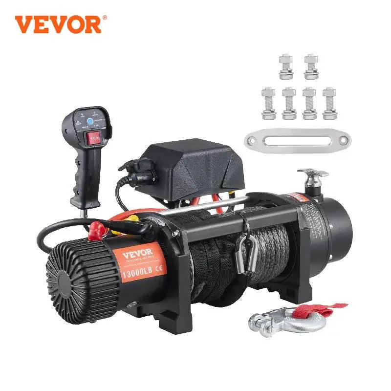 VEVOR 13000lb 12V Electric Winch Nylon Rope Winch ATV Winch with Wireless for Towing Jeep Off-Road SUV Truck Car Trailer Boat
