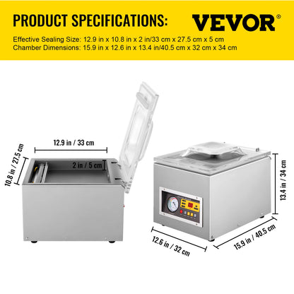 VEVOR Commercial Vacuum Sealer Packing Machine DZ-260S Food Vacuum Sealing Machine for Kitchen Meat Fruit Bag Packaging Sealer
