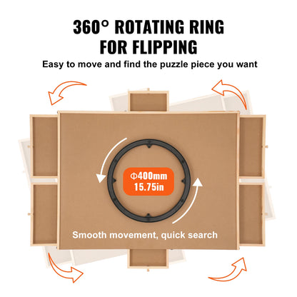 VEVOR 1500 -2000 Piece Rotating Puzzle Board Wooden Jigsaw Puzzle Table with 6 Drawers and Cover for Adults and Kids