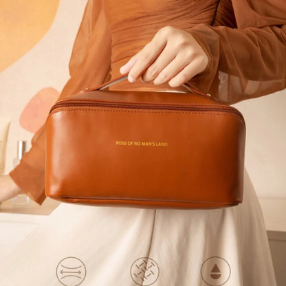 Large capacity pillow storage bag, PU leather waterproof, portable makeup bag, travel and business travel