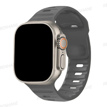 Silicone Band for Apple Watch 49mm 45mm 44mm 41mm 40mm 42mm 38mm Sports Bracelet Correa IWatch Ultra Series 9 8 7 6 5 3 SE Strap