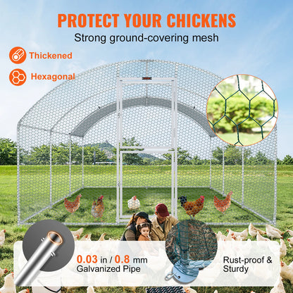 VEVOR Large Metal Chicken Coop Poultry Cage Duck Rabbit Walkin Dome Roof with Waterproof Cover for Farm Pet Yard Hen House