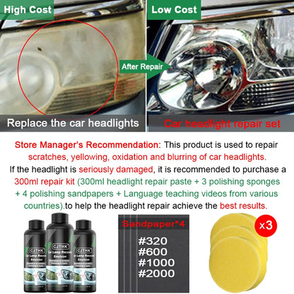 Car Headlight Restoration Polishing Kits Headlamp Repair Kits Car Light Polisher Cleaning Paste Cars Paint Refurbish Agent