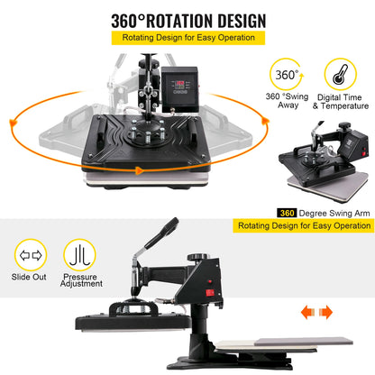 VEVOR 5 6 8 in 1 Heat Press Machine T shirt Heat Transfer Printer Muntifunctional Sublimation For Mug/Latte Mug/Hat/Plate/Bottle