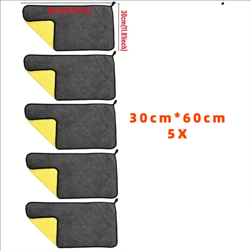 5PCS Automotive Ultra-Fine Fiber Towel Thickened Cleaning Cloth Automotive Washing And Drying Towel Soft And High Absorption