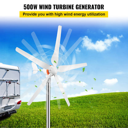VEVOR Wind Turbine Generator12V/AC Wind Turbine Kit 500W Wind Power Generator With MPPT Controller 5 Blades for Terrace Homeuse