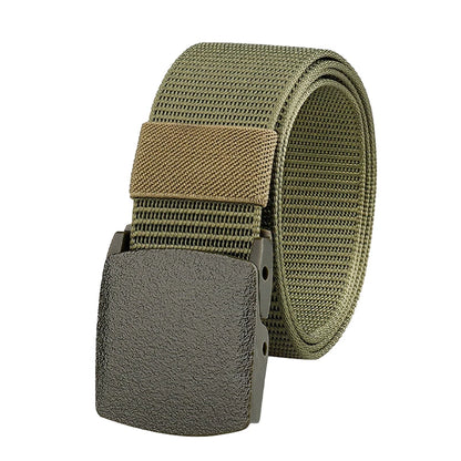 Metal Free Nylon Belt, MEN'S Tactical Woven Plastic Buckle Belt Outdoor Versatile Perforated Canvas Nylon Belt