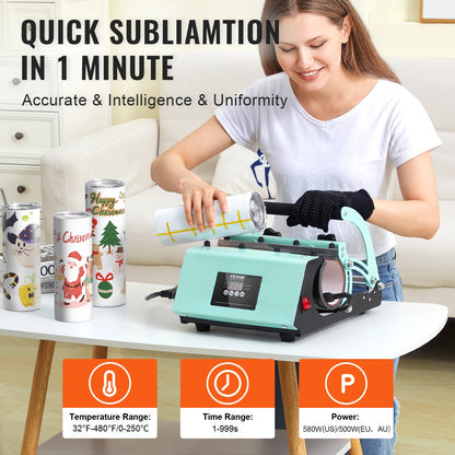 VEVOR Tumbler Heat Press Machine and Sublimation Tumblers Tumbler Press Set with 8pcs 20OZ Blank Tumblers Mug Press Cup Press