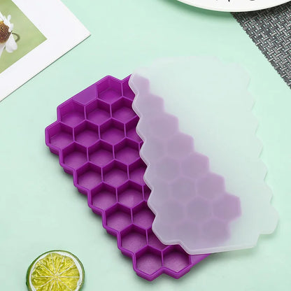 Ice Block Mold Honeycomb Silicone Ice Block Ice Tray Mould Reusable Food Grade Ice Maker with Lids for Summer Juice Wine