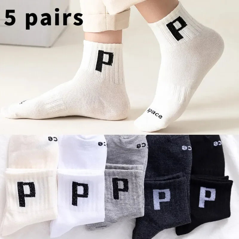 5 Pairs Apring And Fall Mens Sports Socks Summer Leisure Sweat Absorbent Comfortable Thin Breathable Basketball Meias