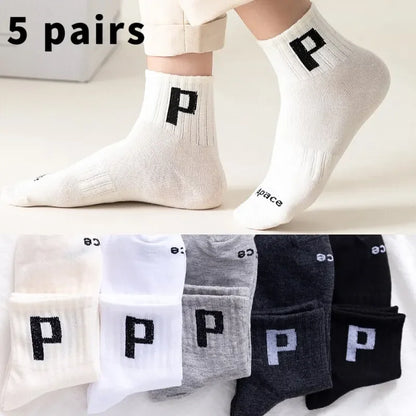 5 Pairs Apring And Fall Mens Sports Socks Summer Leisure Sweat Absorbent Comfortable Thin Breathable Basketball Meias