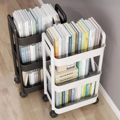 Mobile Storage Rack Trolley Organizer Rolling Storage Cart High Capacity Rack Rolling Cart Bookshelf for Bedroom Bathroom