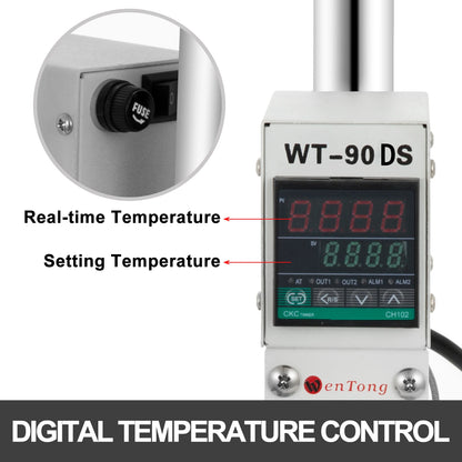 VEVOR WT-90DS Hot Foil Stamping Machine Manual Digital Heat Press Machinine PVC Leather Wood Custom Logo Embossing Bronzing