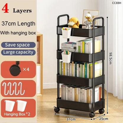 Mobile Storage Rack Trolley Organizer Rolling Storage Cart High Capacity Rack Rolling Cart Bookshelf for Bedroom Bathroom