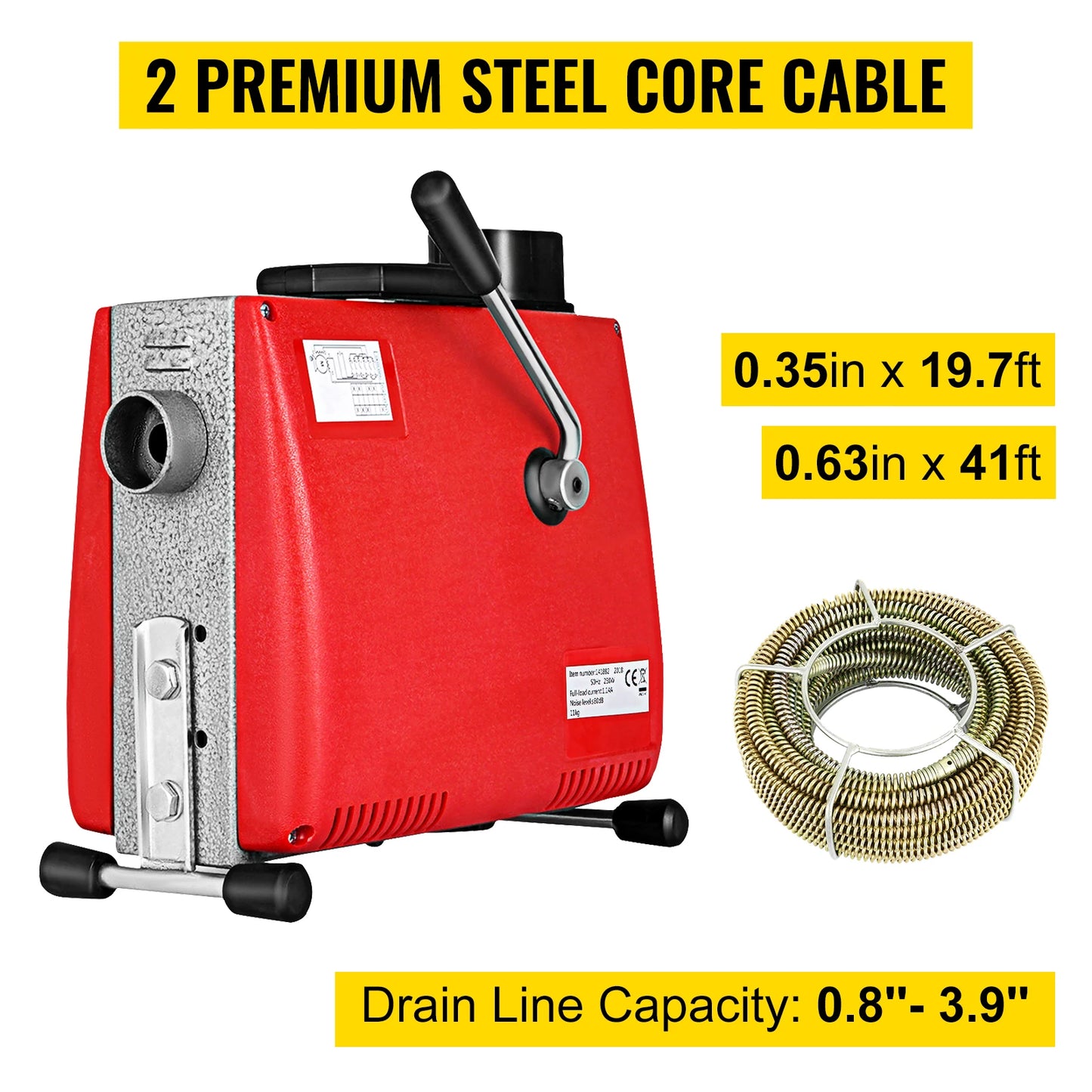 VEVOR GQ-100 Electric Pipe Dredging Machine Sewer Dredger 390W Automatic Sink Toliet Floor Tube Plunger Unblocker Cleaning Tool