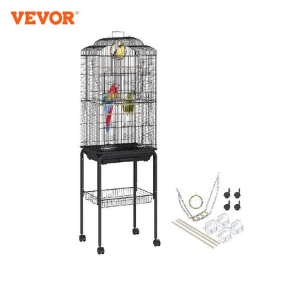 VEVOR 60 inch Bird Aviary Flight Pet Bird Cage Metal with Rolling Stand and Hanging Toys for Cockatiels Parrots Pigeons Parakeet