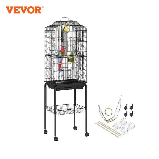 VEVOR 60 inch Bird Aviary Flight Pet Bird Cage Metal with Rolling Stand and Hanging Toys for Cockatiels Parrots Pigeons Parakeet
